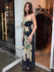 Sura Strapless Dress in Midnight Lilium