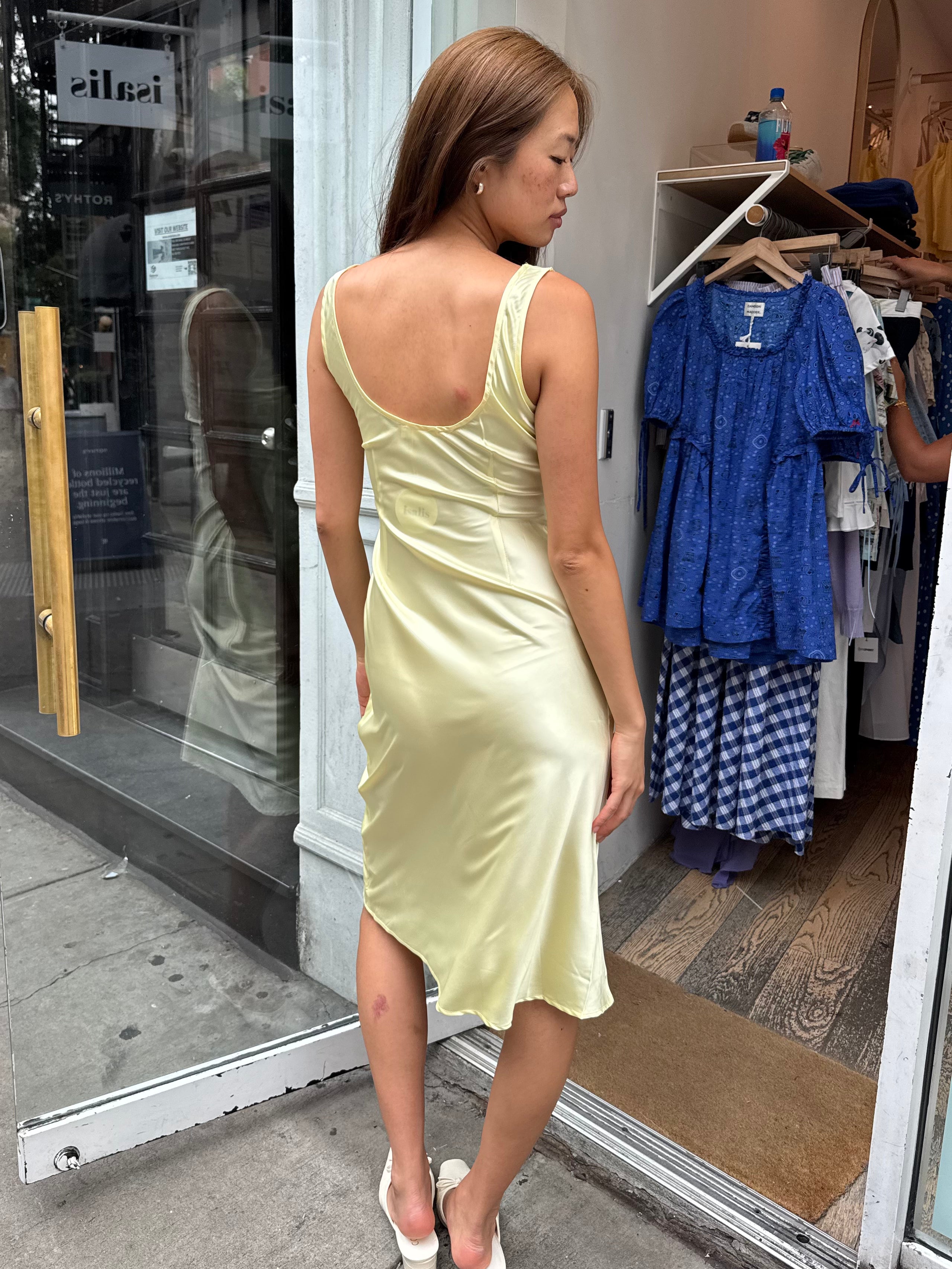 Andie Keyhole Midi Dress in Lemon