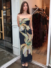 Sura Strapless Dress in Midnight Lilium