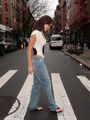 Gemini Draped Top in White