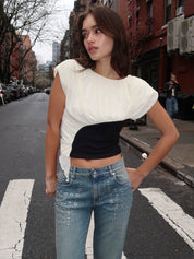 Gemini Draped Top in White