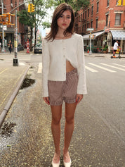 Callie Shorts in Petite Mocha Gingham