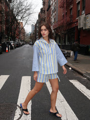 Caos Poplin Shirt in Blue/Yellow