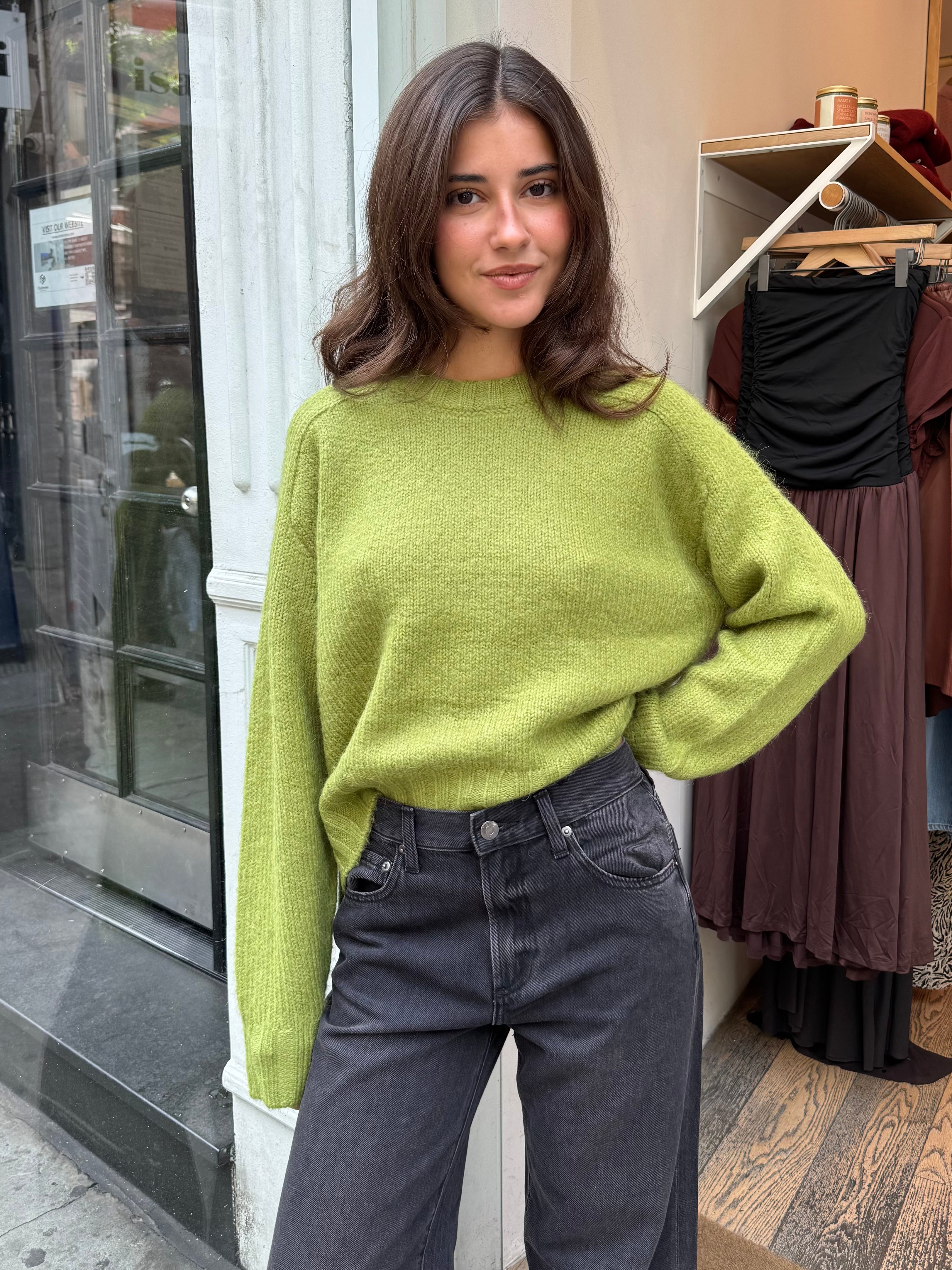 Adina Everyday Sweater in Pea Green
