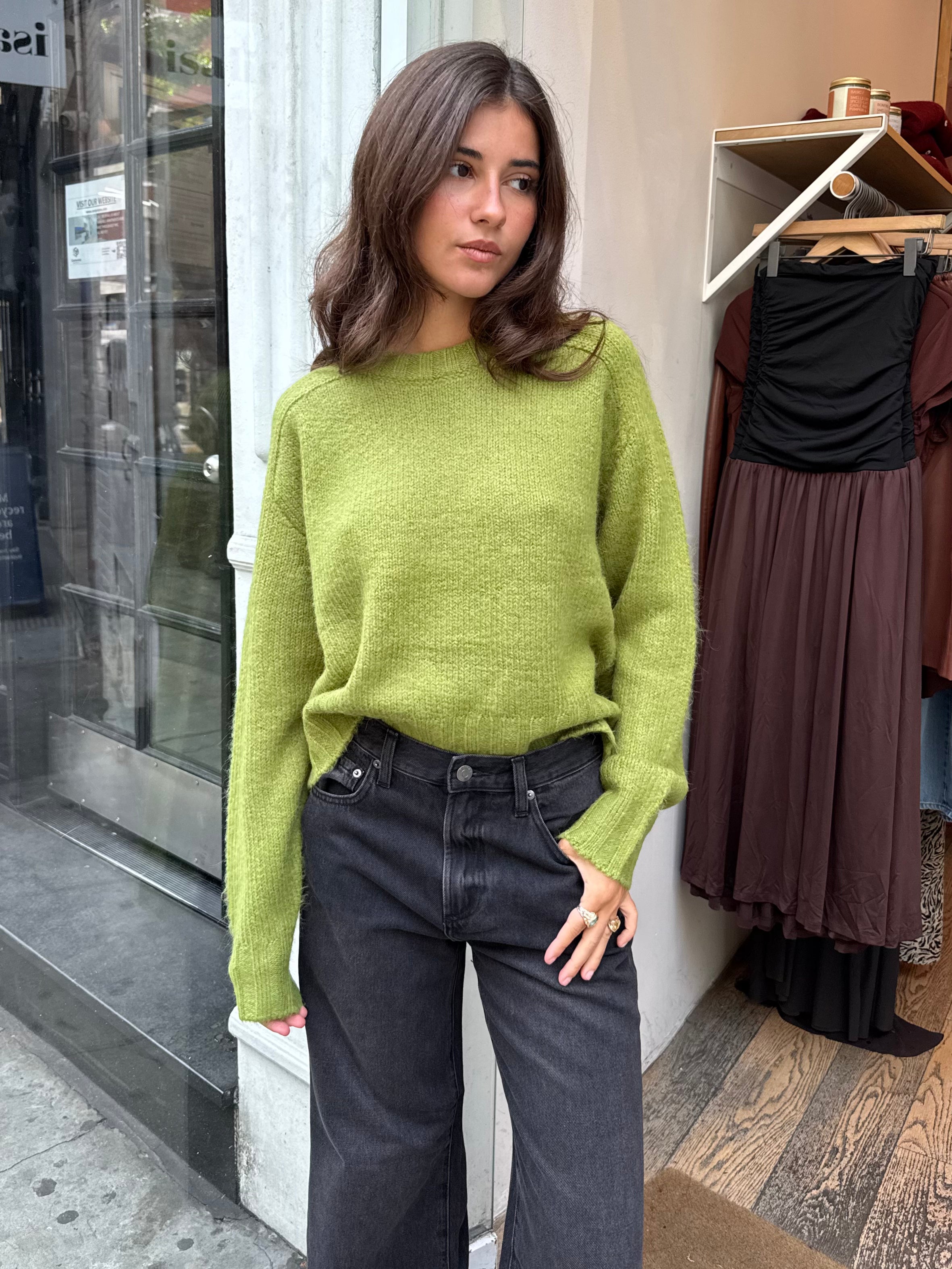 Adina Everyday Sweater in Pea Green