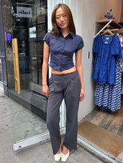 Artemas Raw Waistband Trousers in Charcoal