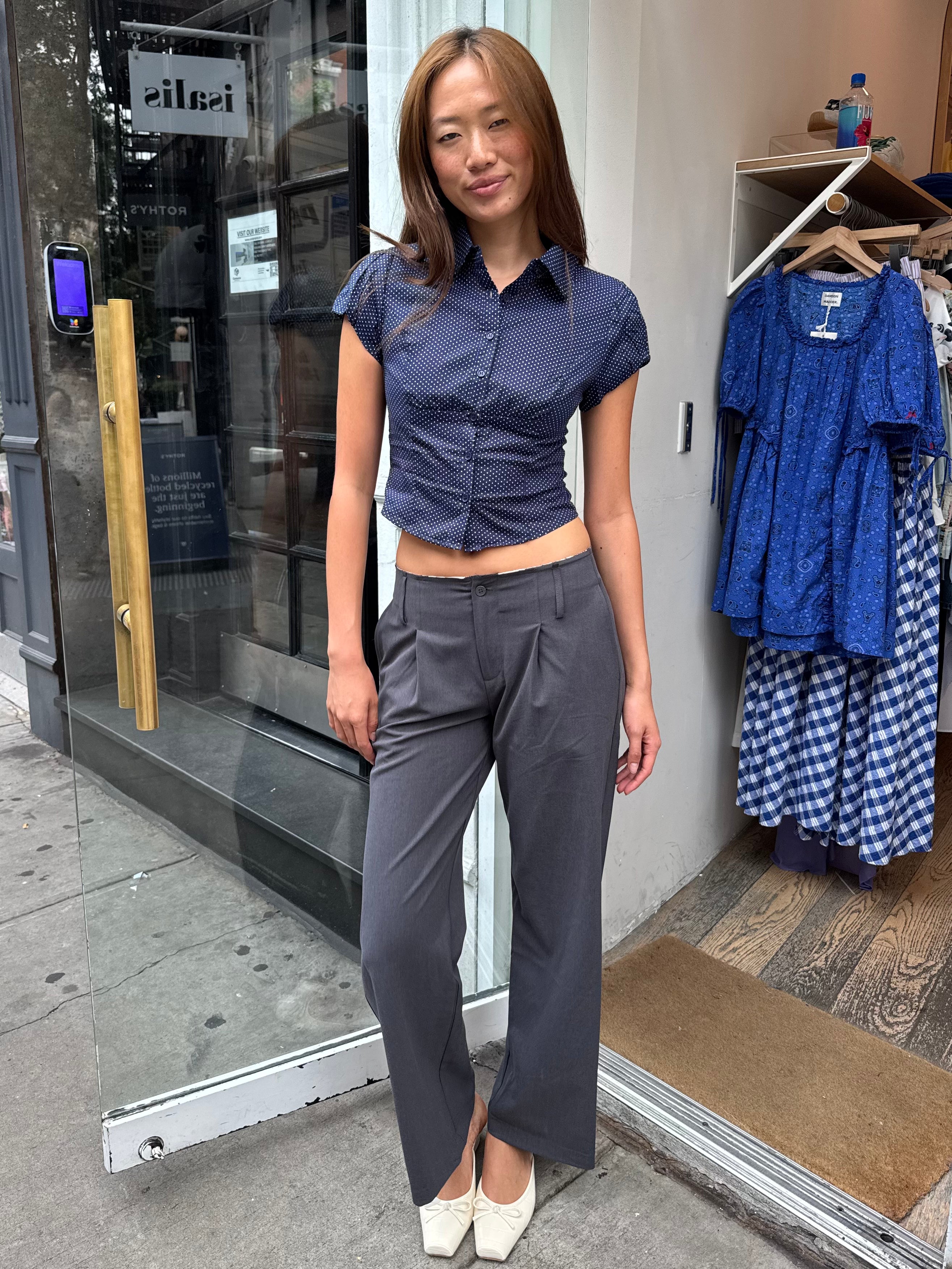 Artemas Raw Waistband Trousers in Charcoal