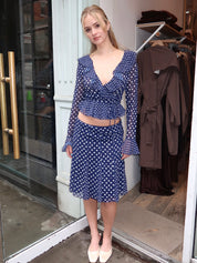 Paloma Skirt in Navy Polka Dot
