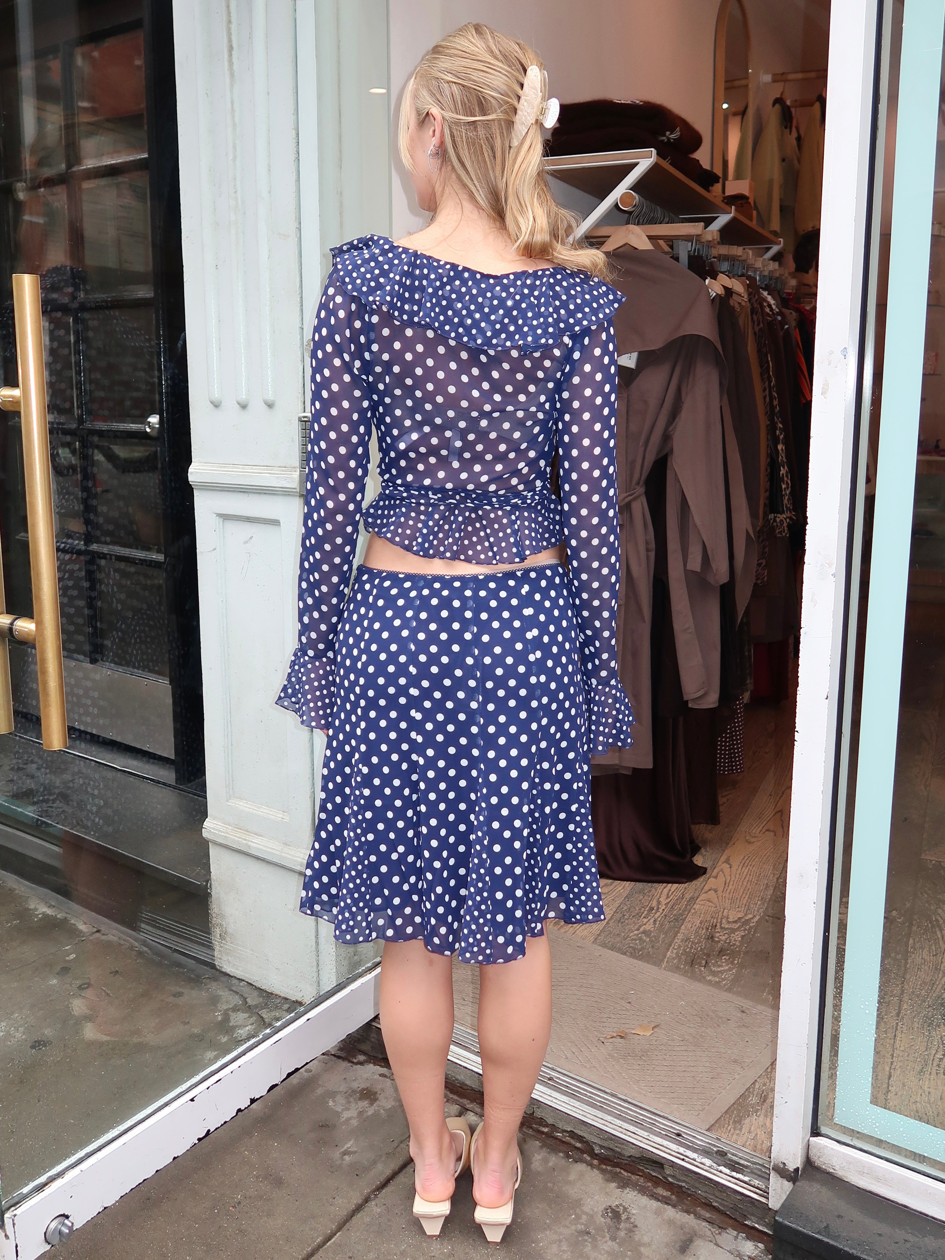 Paloma Skirt in Navy Polka Dot Isalis Paloma Skirt in Navy Polka Dot Isalis