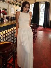 Colby Draped Maxi Dress in Vanilla