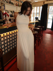 Colby Draped Maxi Dress in Vanilla