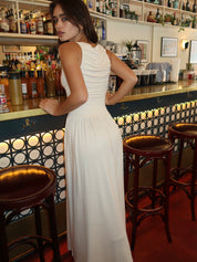 Colby Draped Maxi Dress in Vanilla
