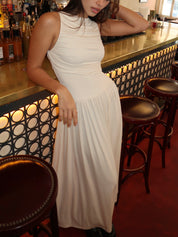 Colby Draped Maxi Dress in Vanilla