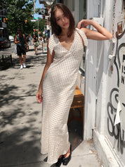 Solana Maxi Dress in Lola Polka Dot Cream/Black