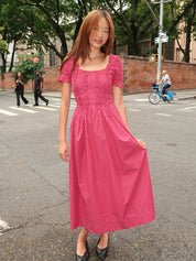 Raphaela Ruffle Midi Dress in Berry Business