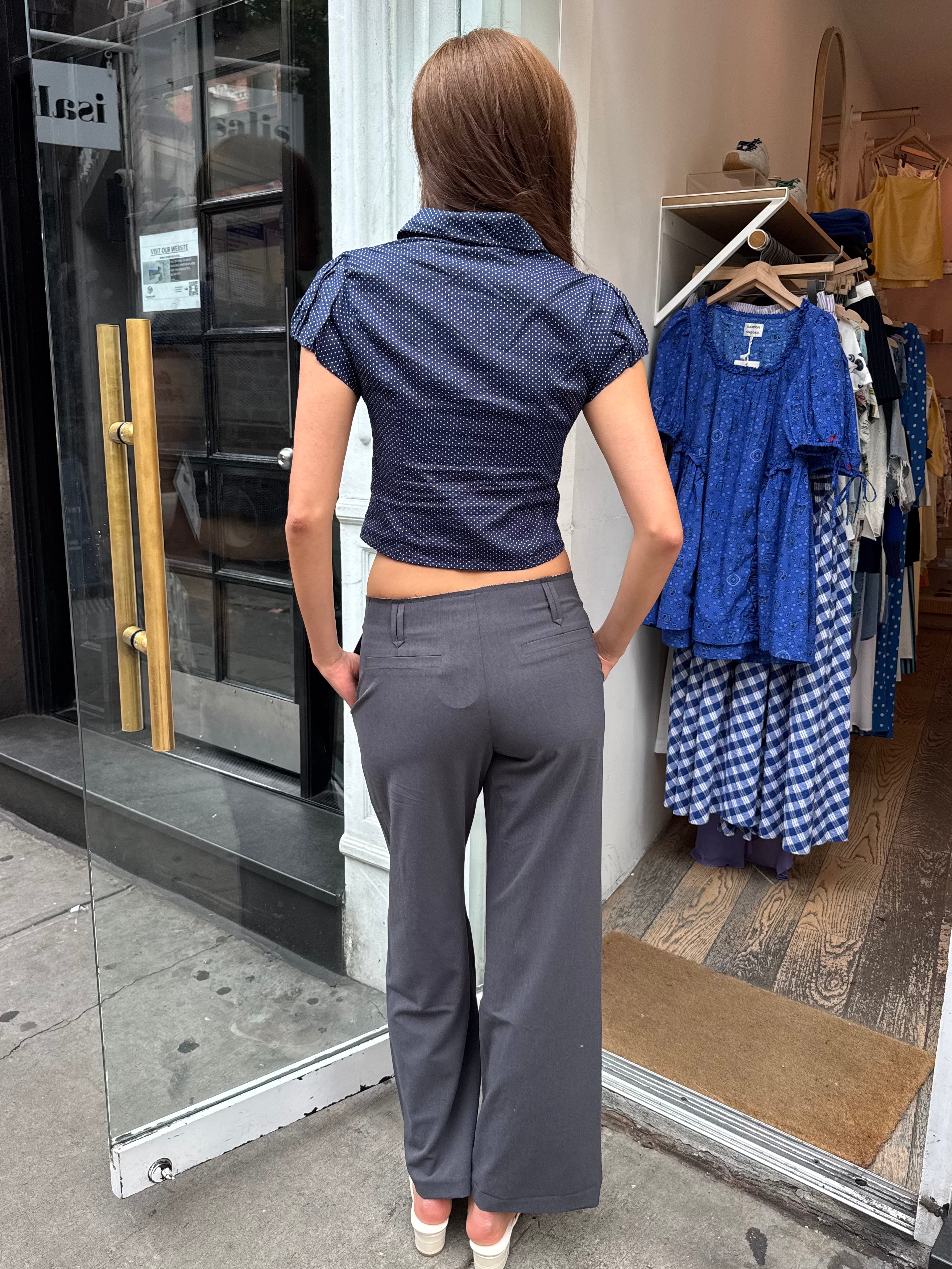 Artemas Raw Waistband Trousers in Charcoal