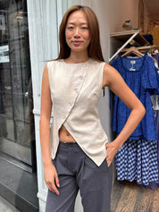 Ariana Asym Vest in Taupe