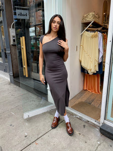 Kaiden Slit Maxi Dress in Charcoal
