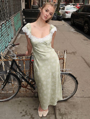 Jovie Maxi Dress in Lace Trim Pistachio