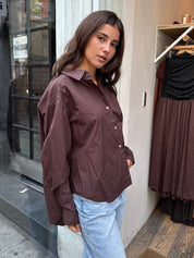 Finley Oversized Button Up in Mocha