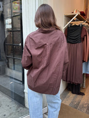 Finley Oversized Button Up in Mocha