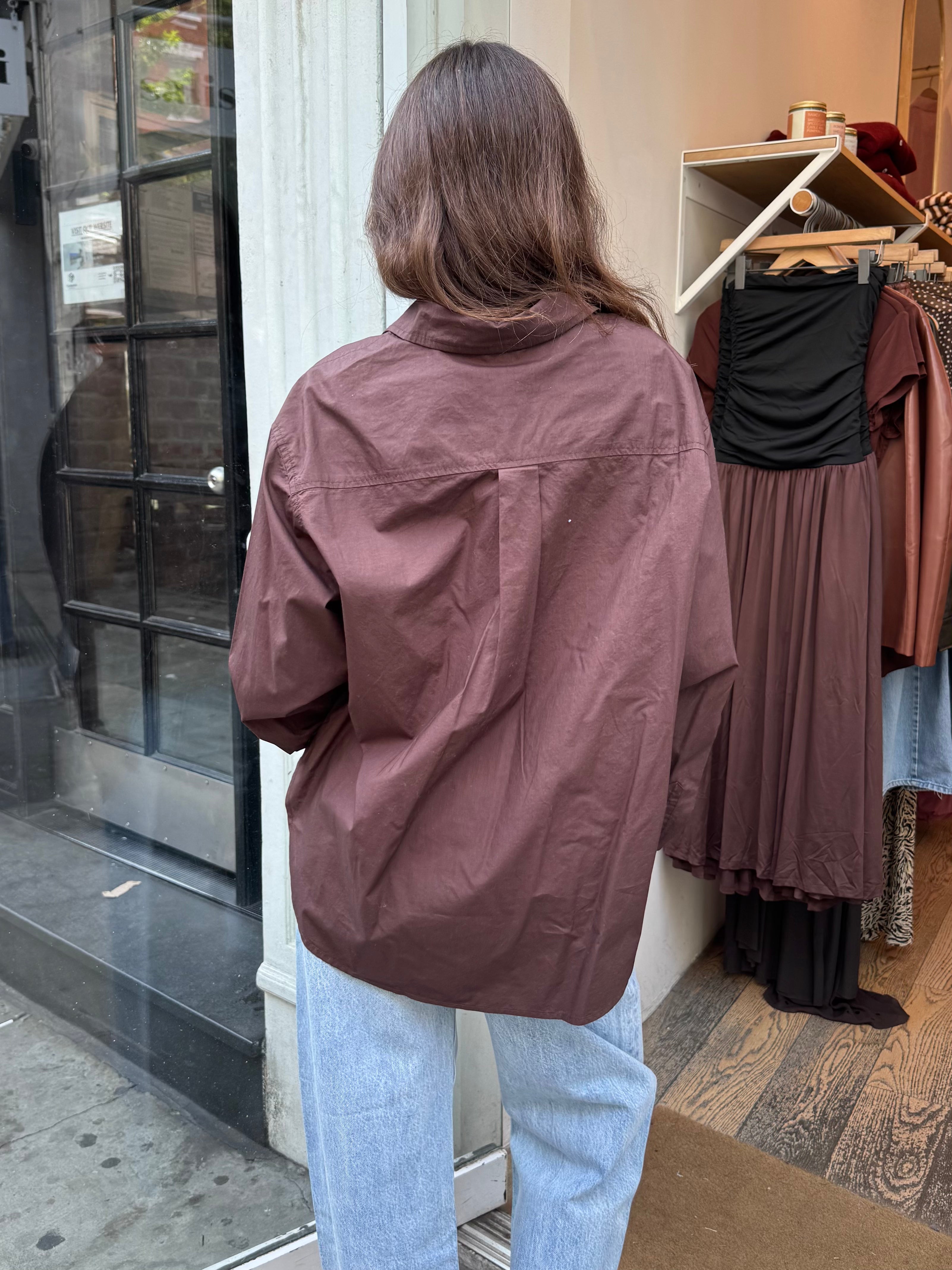 Finley Oversized Button Up in Mocha