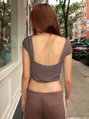 Back-Low Cut Top in Olive Green