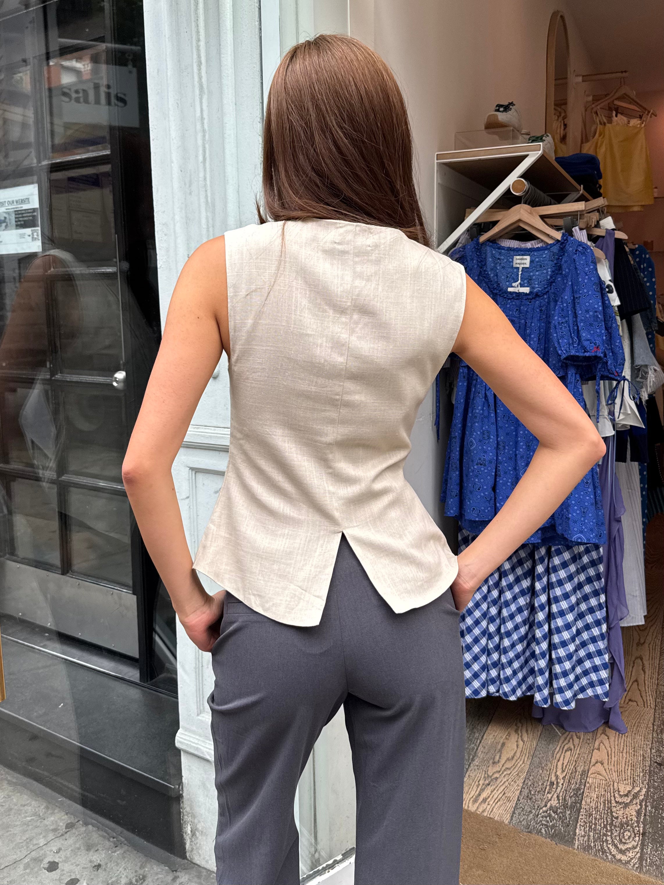 Ariana Asym Vest in Taupe
