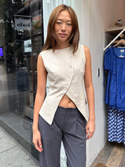 Ariana Asym Vest in Taupe