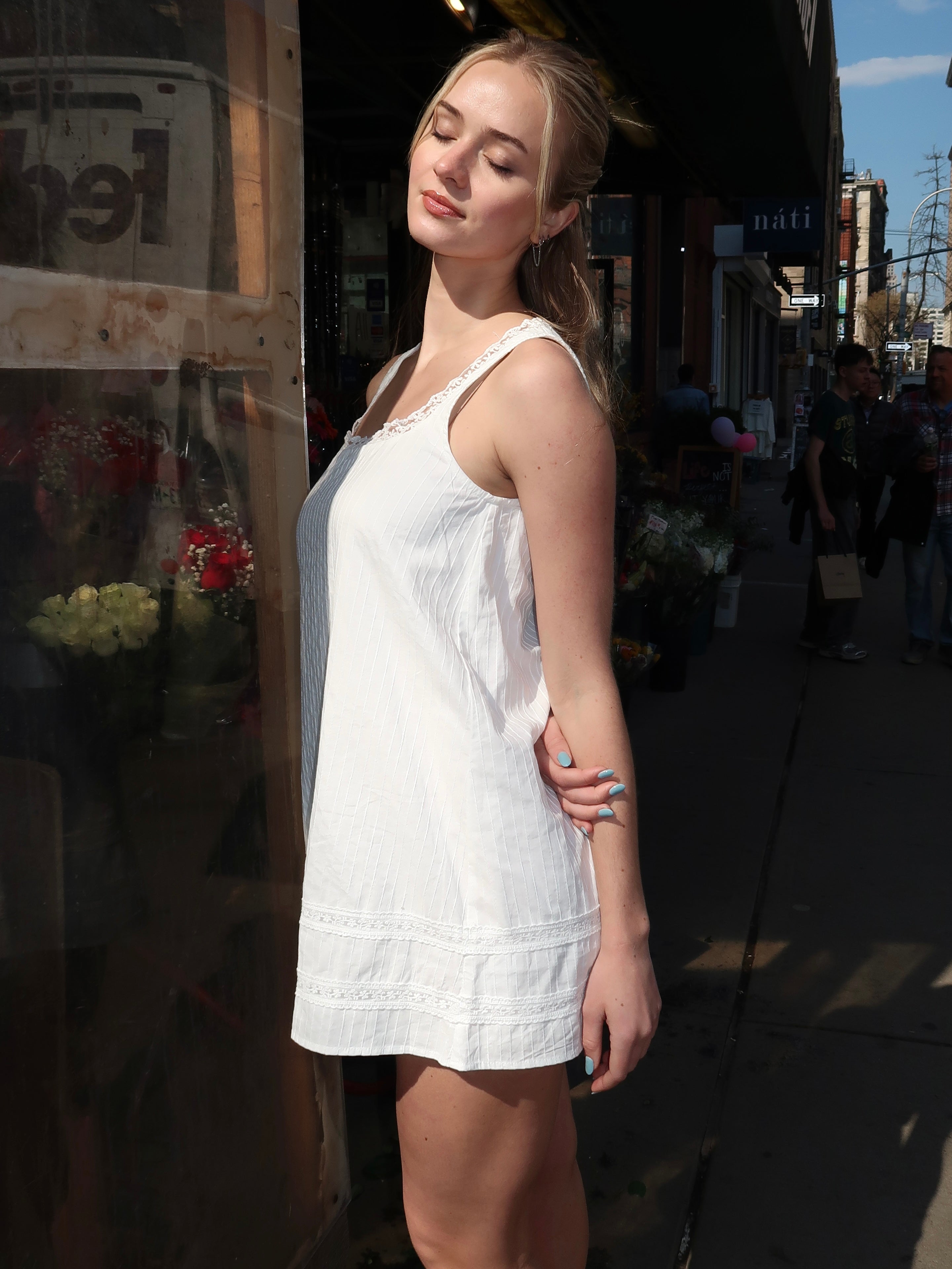 Aziel Babydoll Dress in White