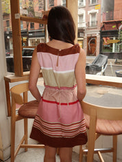 Flor Mini Dress in Barragan Stripe Dusty Mauve