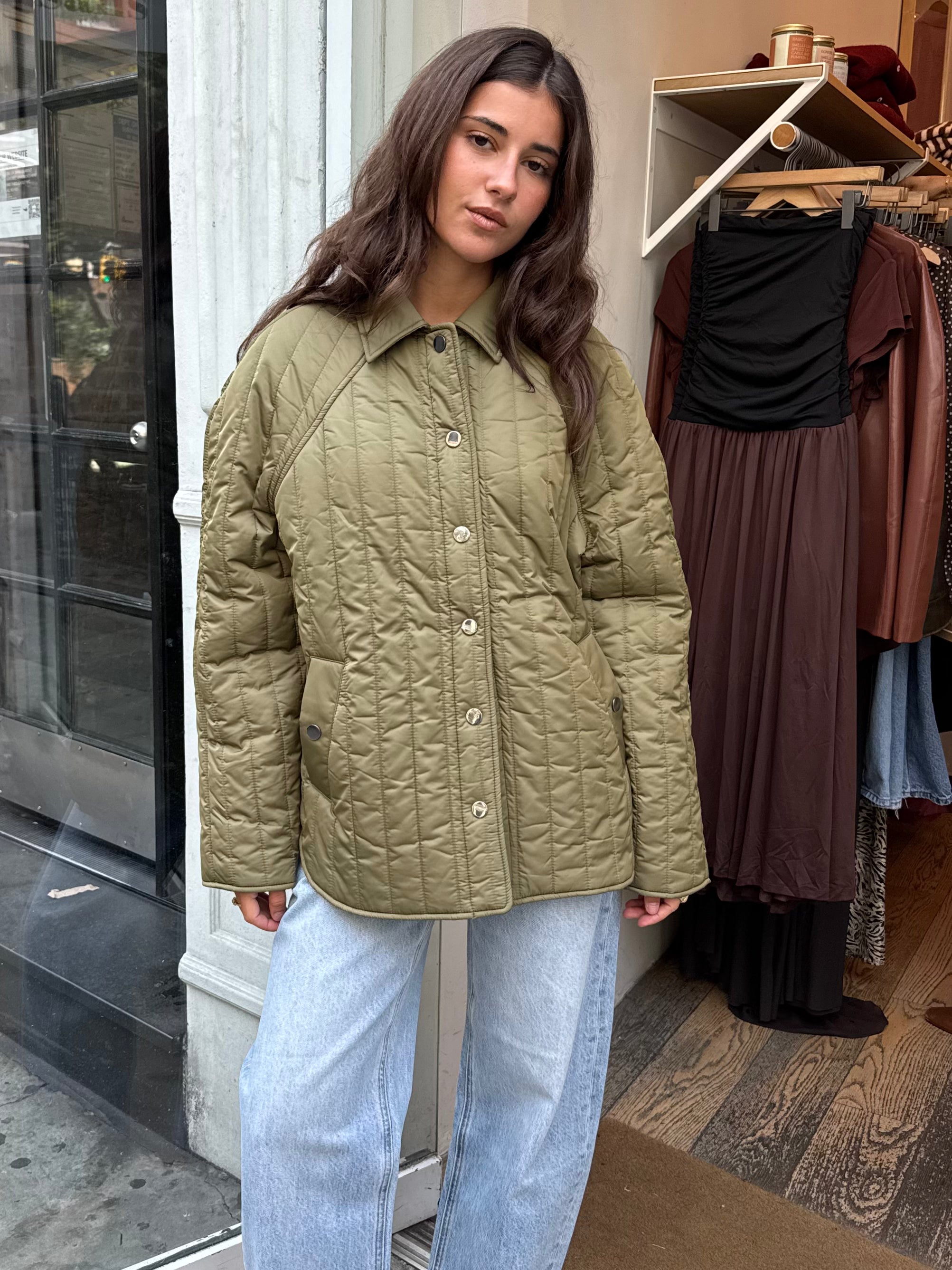 Sawyer Quilted Barn Jacket in Olive