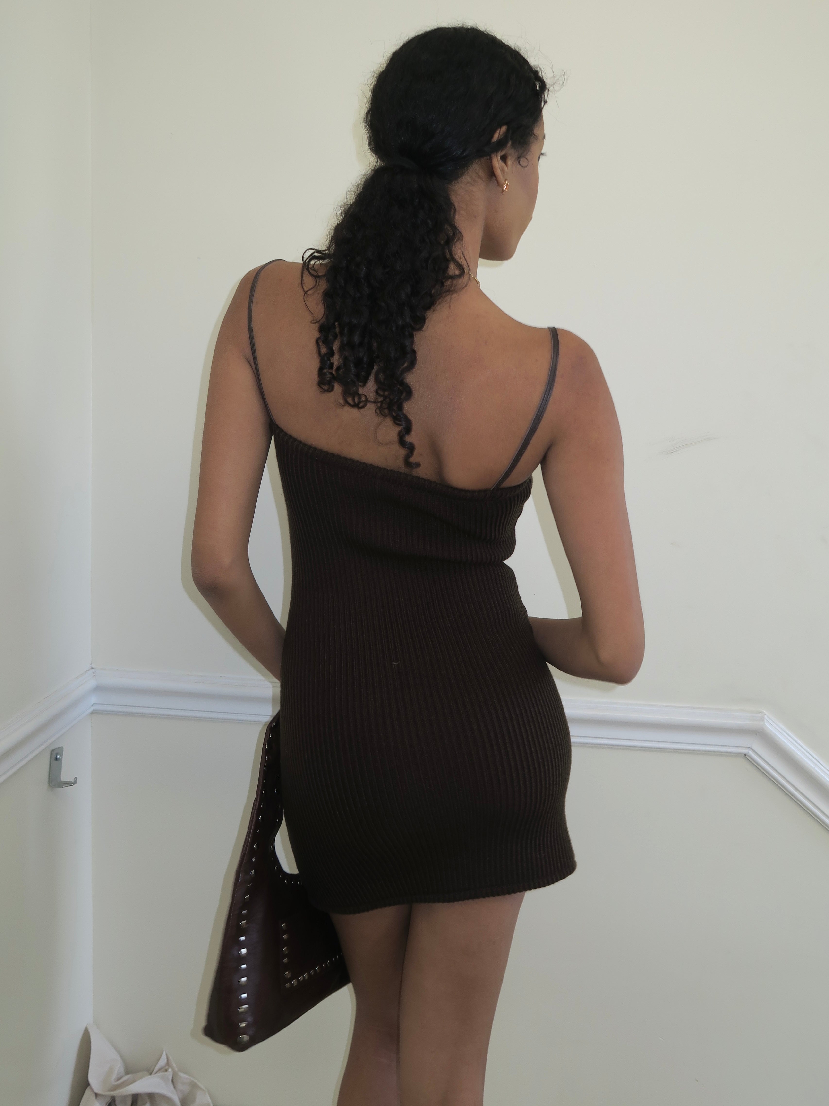 Combo Mini Dress in Brown