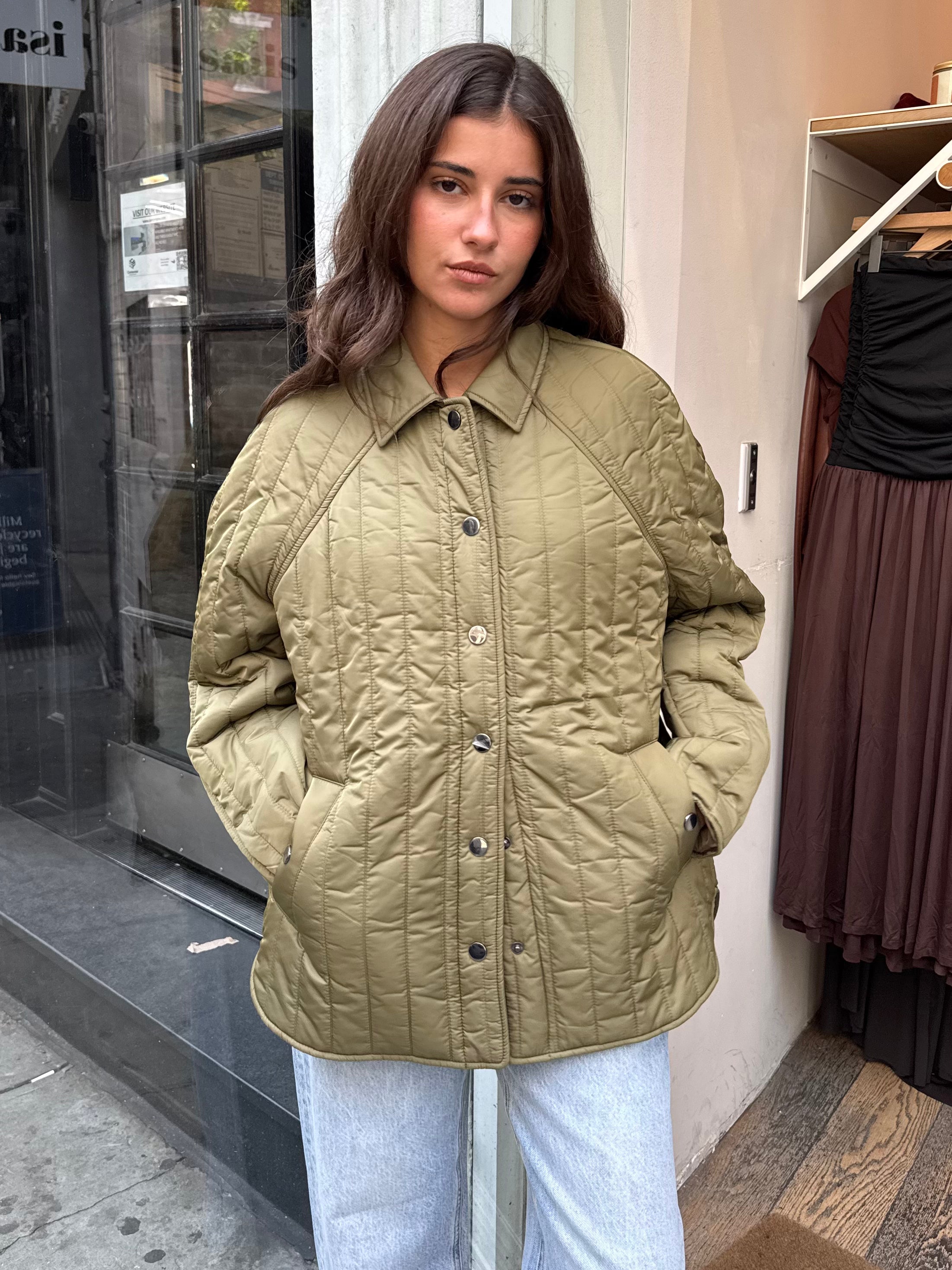 Sawyer Quilted Barn Jacket in Olive
