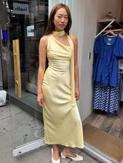 Carolina Maxi Dress + Scarf in Lemon