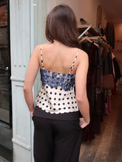 Cosmo Cami in Navy Dot Lace Overlay