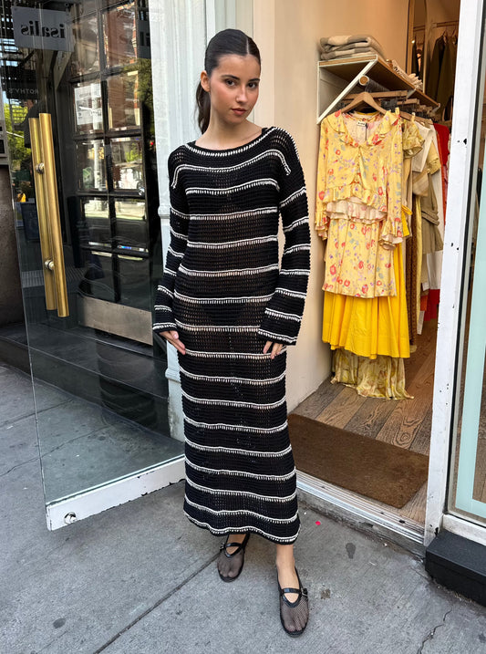Jesolo Crochet Dress in Black Off White