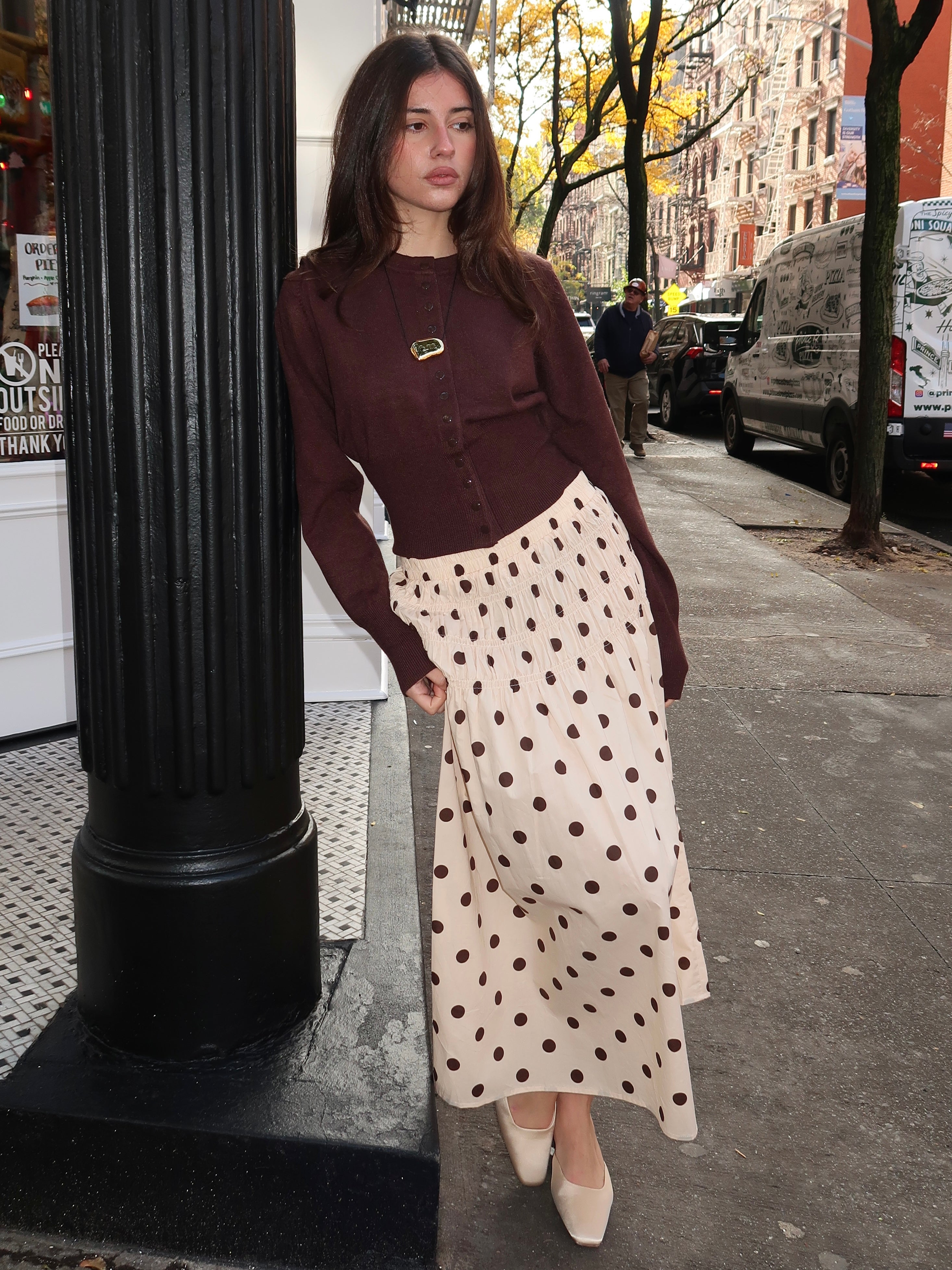 Michelle Midi Skirt in Cream Dot