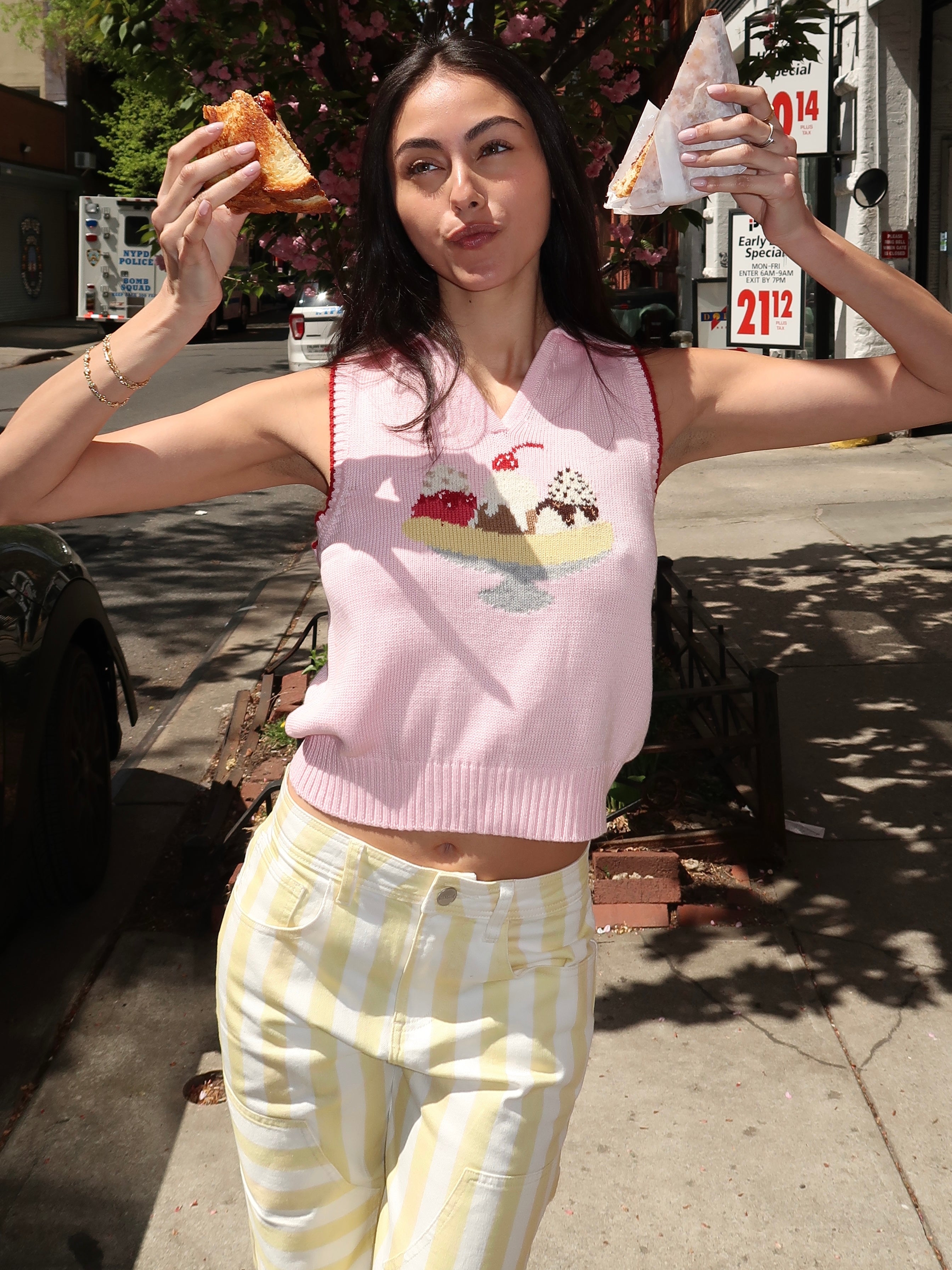 Split Sleeveless Polo in Strawberry Pink