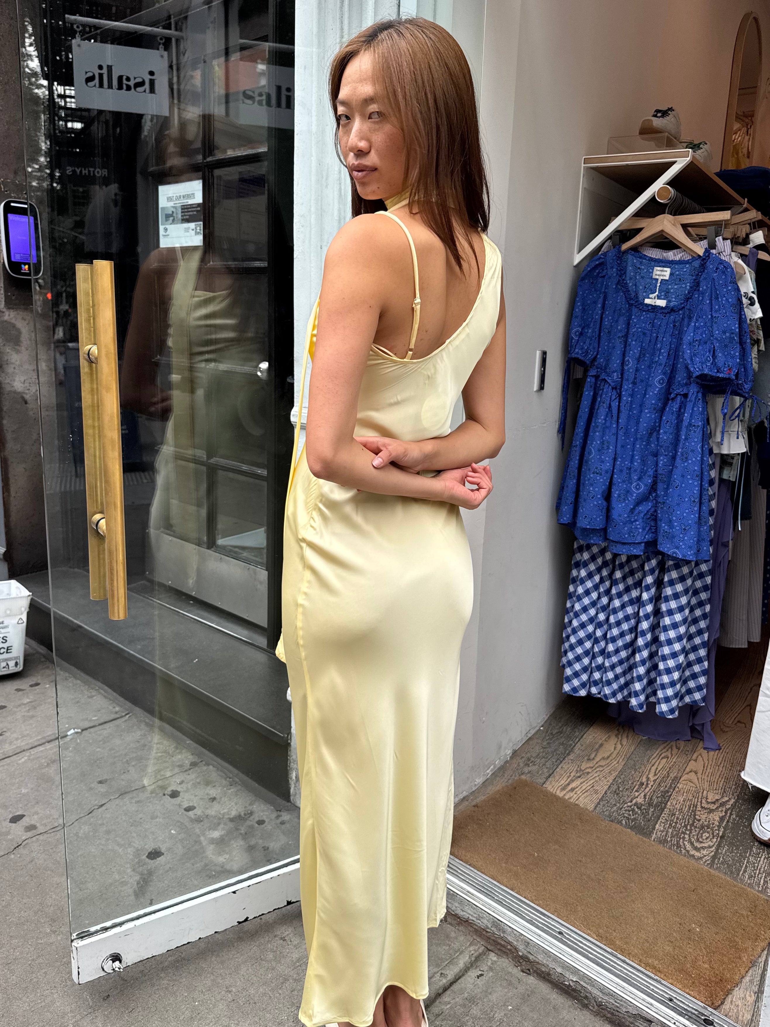 Carolina Maxi Dress + Scarf in Lemon
