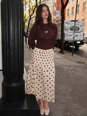 Michelle Midi Skirt in Cream Dot