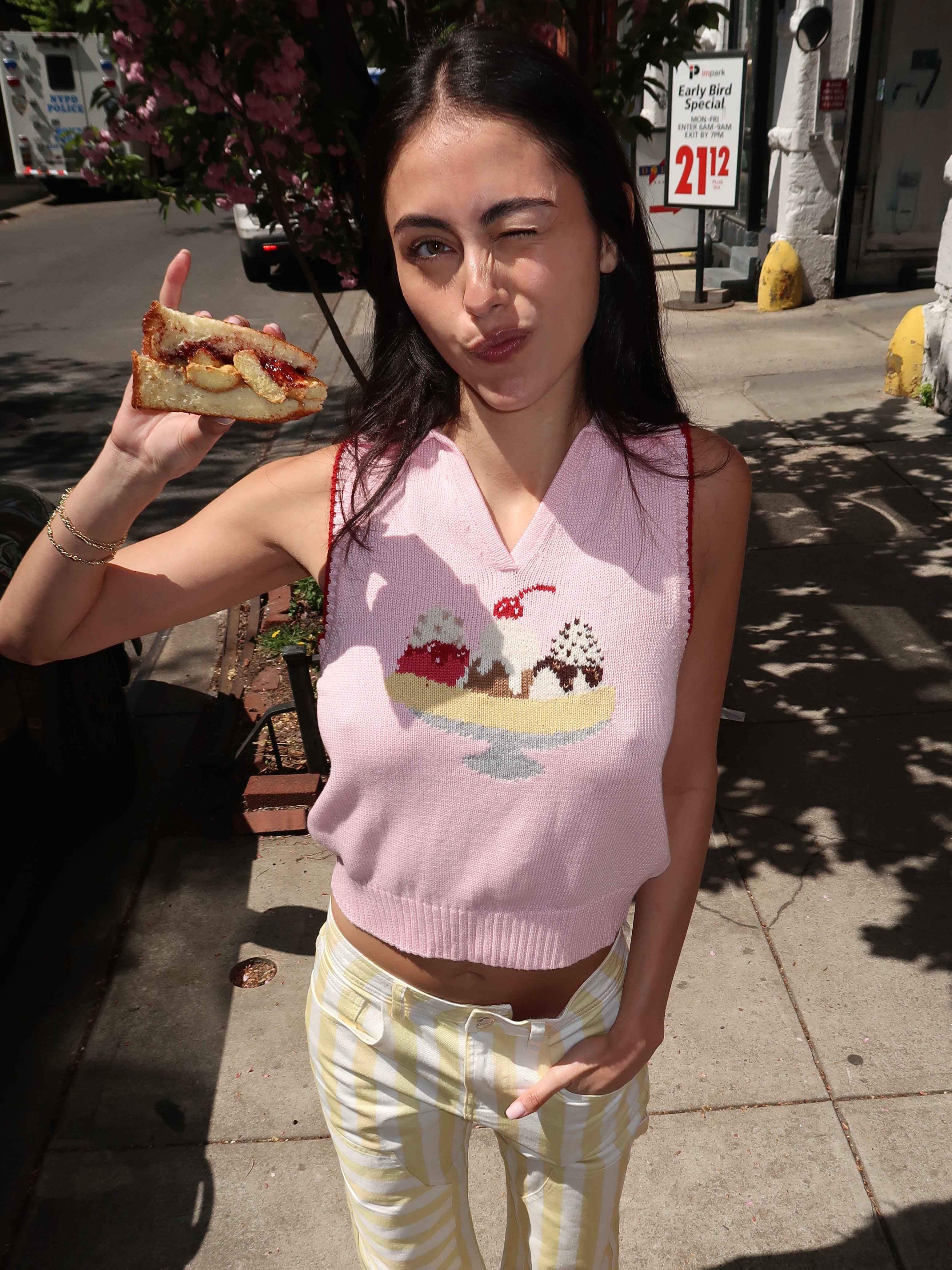 Split Sleeveless Polo in Strawberry Pink