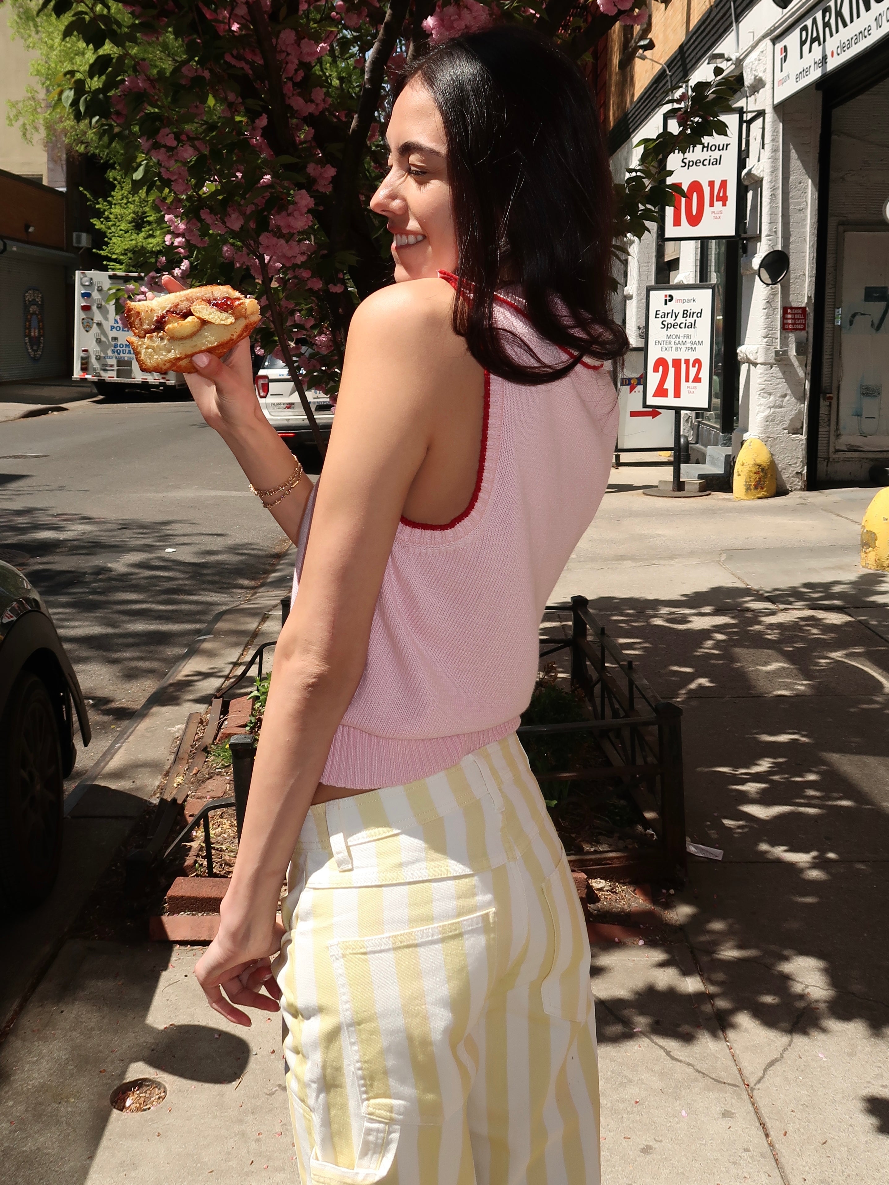 Split Sleeveless Polo in Strawberry Pink