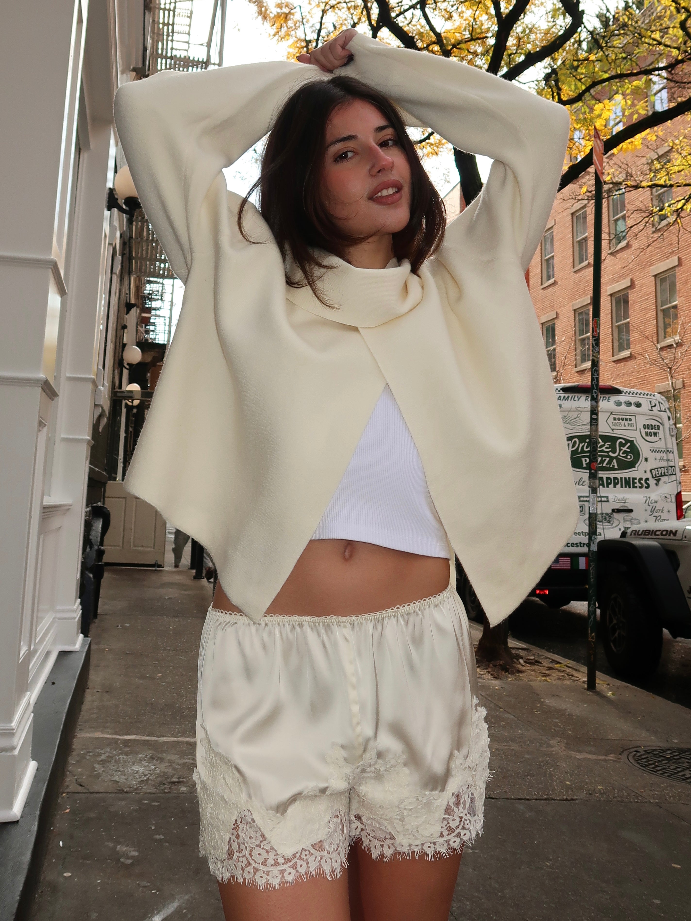 Benicia Scarf Sweater in Cream – Isalis