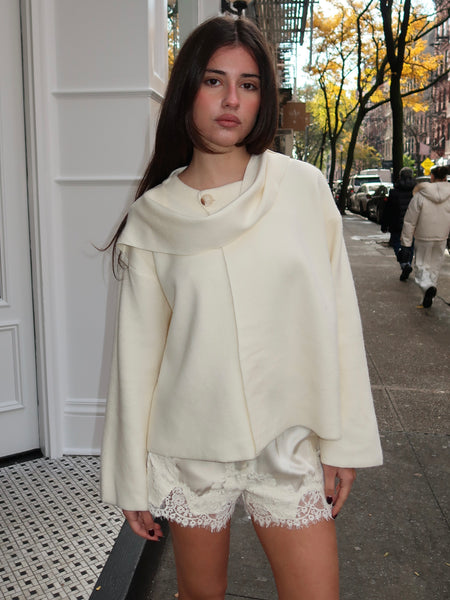 Benicia Scarf Sweater in Cream – Isalis