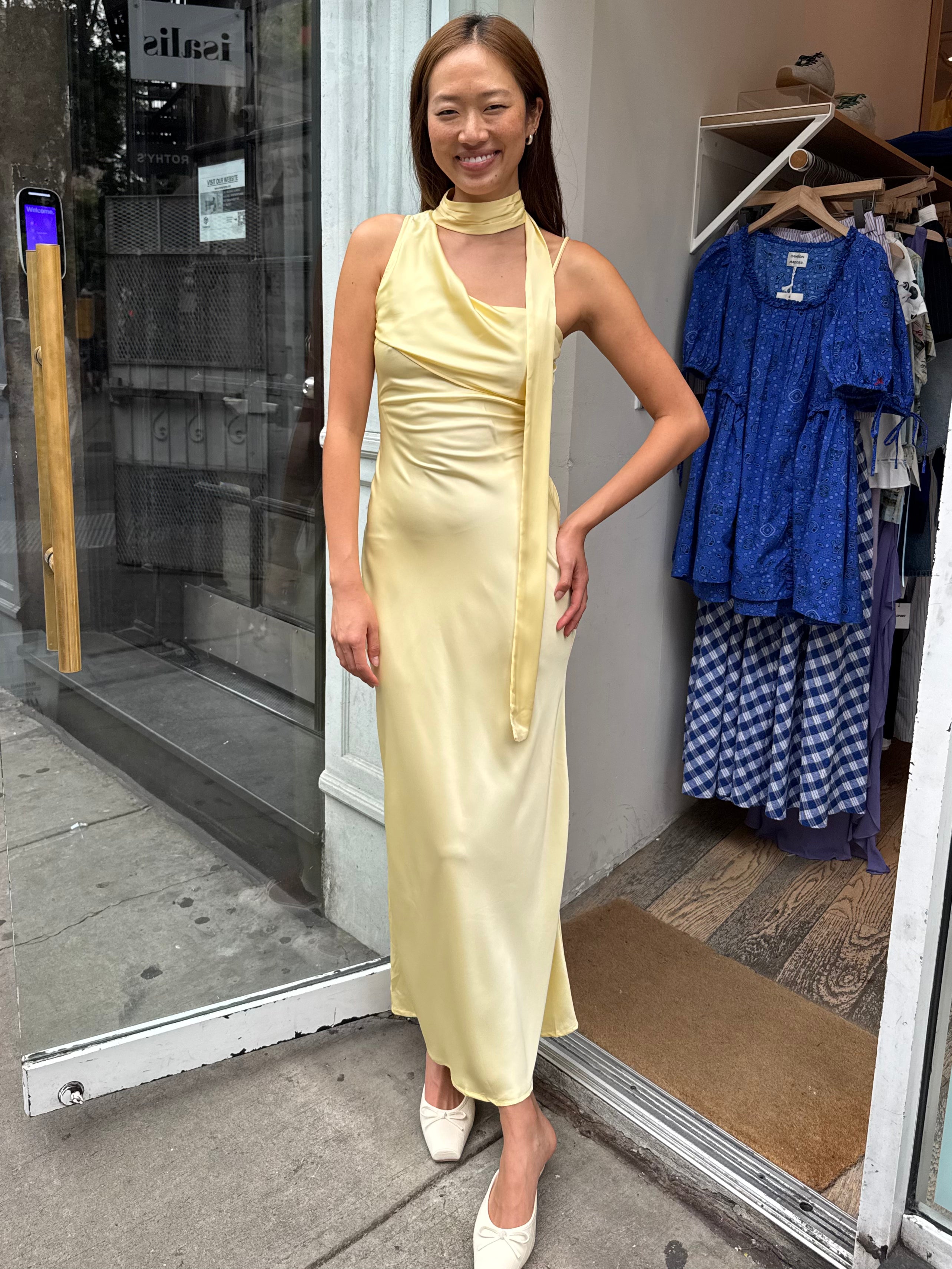 Carolina Maxi Dress + Scarf in Lemon