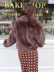 Christina Fur Jacket in Coffee