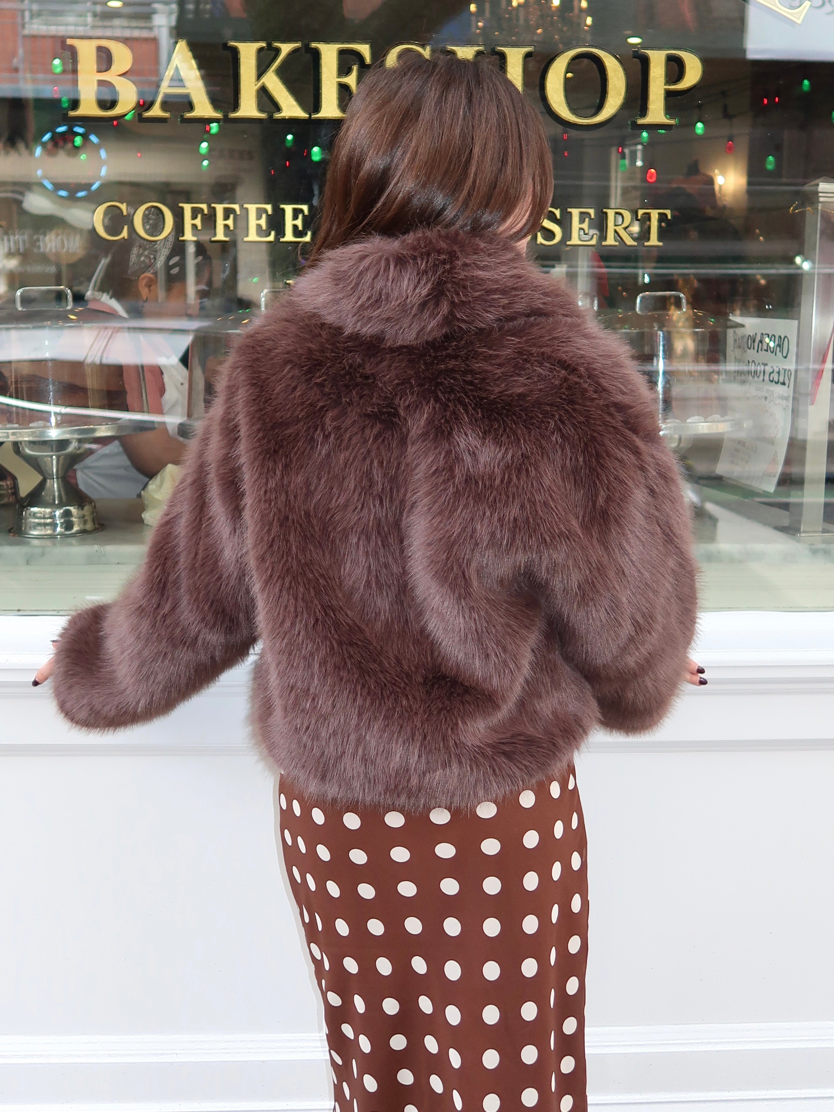 Christina Fur Jacket in Coffee