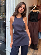 Racerback Top in Dark Ink