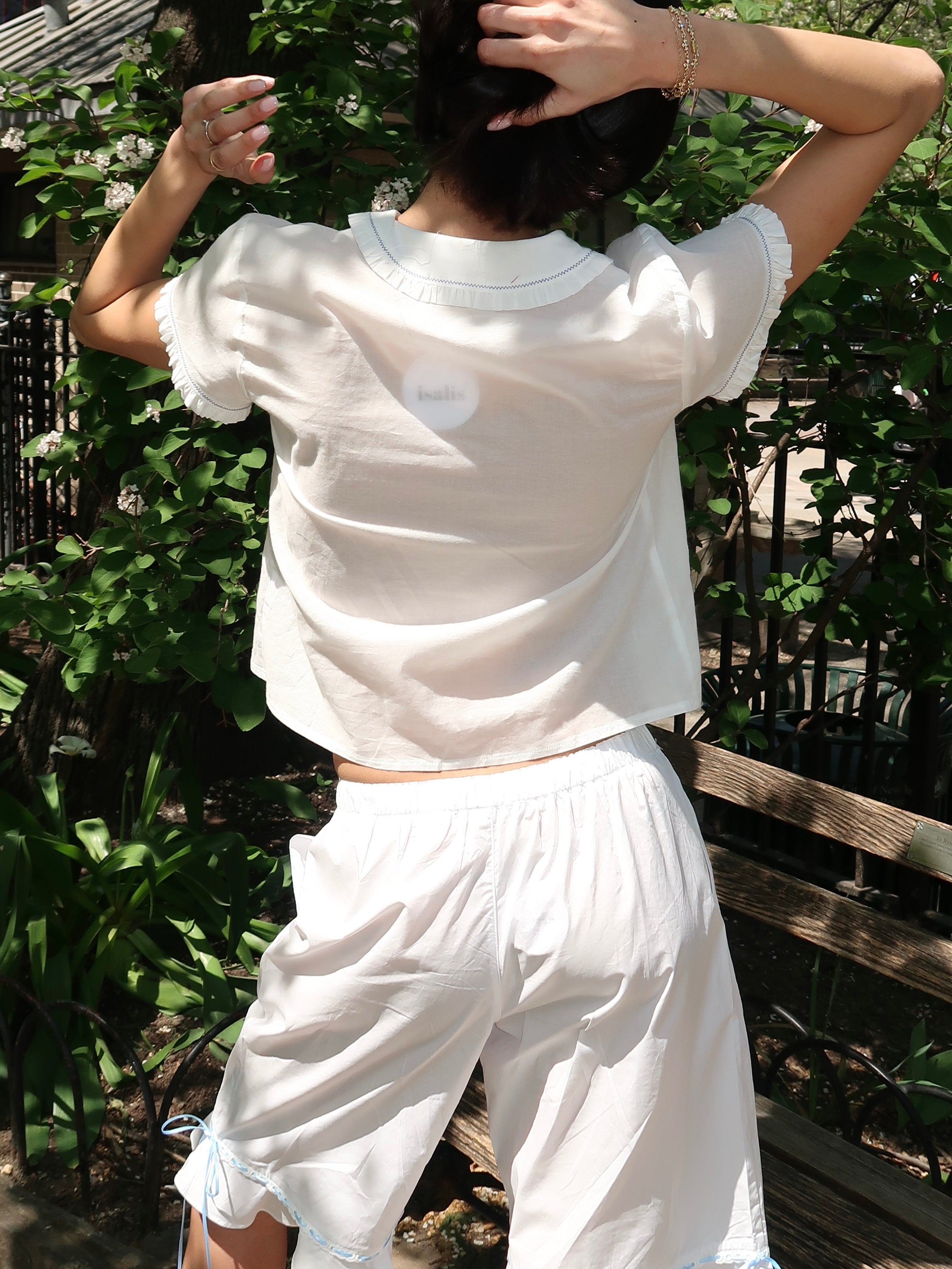 Melisa Button Up Top in White